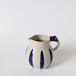 Pichet rond rayé bleu