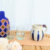 Pichet rond rayé bleu